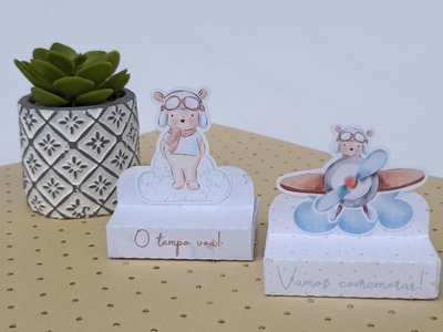 Kit para Festas Infantil Lembrancinhas Personalizadas Tema Urso Aviador